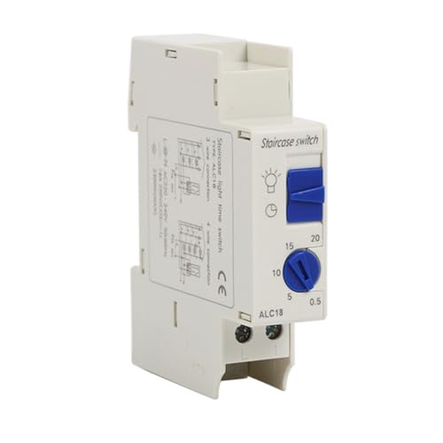 Lagomloot Interruptor temporizador, temporizador automático de luz de escalera ajustable de 0,5 a 20 minutos, controlador mecánico ABS para CA 220-240 V para iluminación