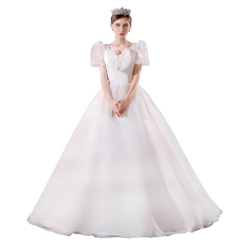 Klassisches Brautkleid Mit Kurzen Ärmeln for Gartenhochzeiten Im Freien Und Formelle Kirchliche Trauungen(XS)