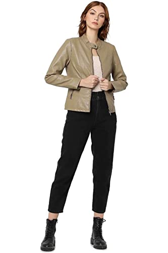 Image of ONLY Women Brown Leather Jacket