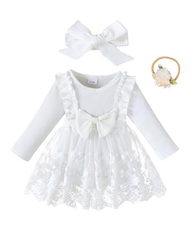 Image of Renotemy Preemie Newborn Baby Girl Lace Romper Infant Fall Winter Flower Tulle Dress Party Gifts Newborn Photography Outfits