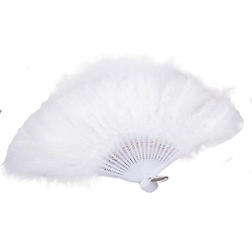 ZEELIY Wedding Showgirl Dance Elegant Large Feather Folding Hand Fan Decor Decal