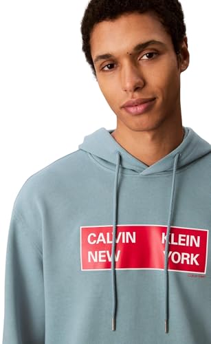 Calvin Klein Herren Hoodie Terry Box Graphic Regular Fit, Blau (Smoke Blue), XXL – Ansicht 4