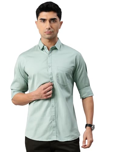 Image of Majestic Man Men's Cotton Slim Fit Solid Casual Shirt