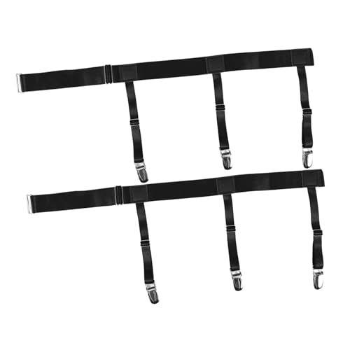 FRCOLOR 2pcs Adjustable Non Slip Shirt Suspenders for Elastic Shirt Garters Keepers Durable Leg to Secure and Socks Stylish for Tucked Look