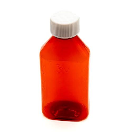 BioRx Laboratories Pharmacy Oval Bottle Amber 4 oz with CR Caps Included (QTY. 12) - Prescription Pharmacy Bottle, Pharmacy Container, Prescription Plastic Container by Sponix