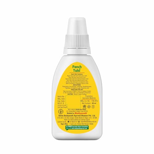 Baidyanath Ayurved Panch Tulsi Drops - 30 ml | Natural Immunity Booster with Goodness of Five Types of Tulsi (Pack of 2)