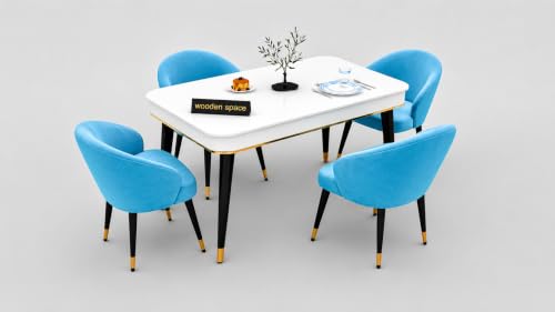 Image of WOODEN SPACE Wooden Dining Table with 4 Chair || Urban Dining Table for Dining Room (Sky Blue)