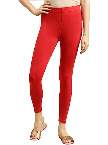 Image of rangita Women's Regular Fit High Rise Cotton Solid Ankle Length Leggings