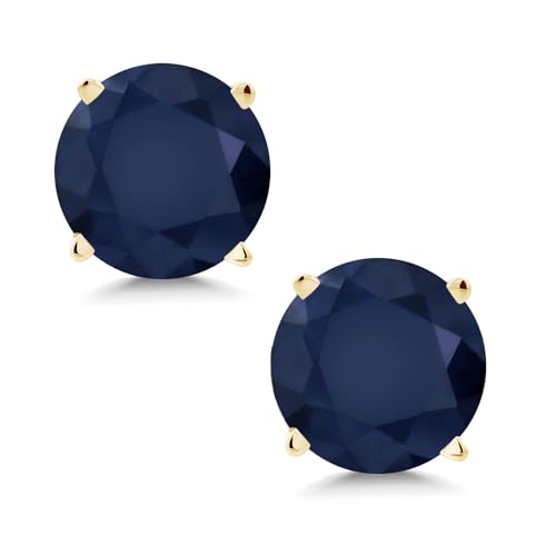 Gem Stone King 14K Yellow Gold Gemstone Birthstone Stud Earrings | Round 6MM | Gold Earrings For Women Men