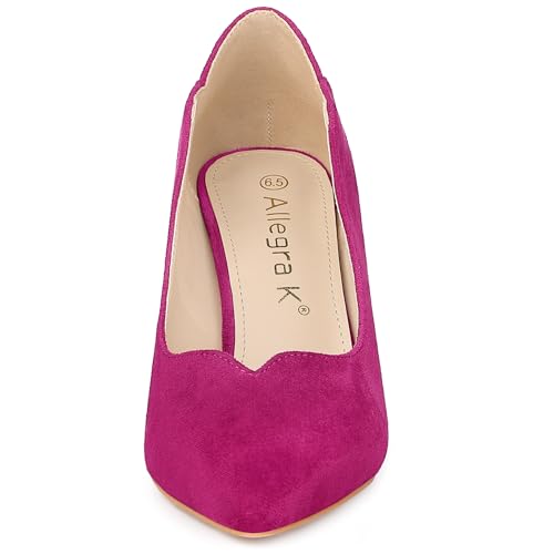 Allegra K Women's Pointed Toe Pull on Stiletto Heels Hot Pink Pumps 8.5 M US