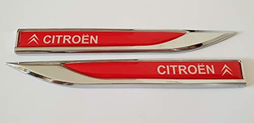 Deb Un par de calcomanías de Metal 3D para Coche, Marca de Coche, para Coche, Guardabarros Lateral, para Citroen, Color Rojo