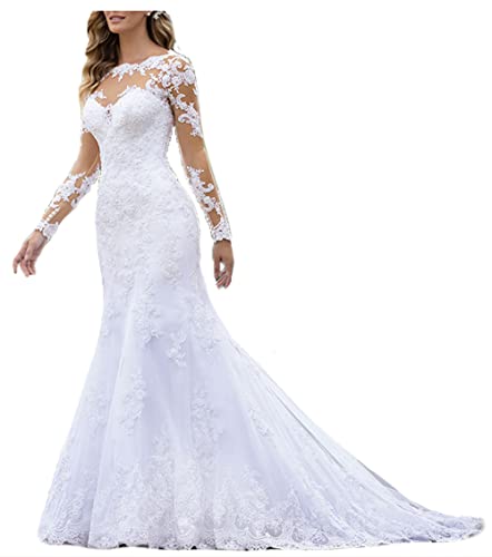Fanciest Women's Lace Chiffon Beach Wedding Dresses for Bride 2025 with Sleeves Long Bridal Gown