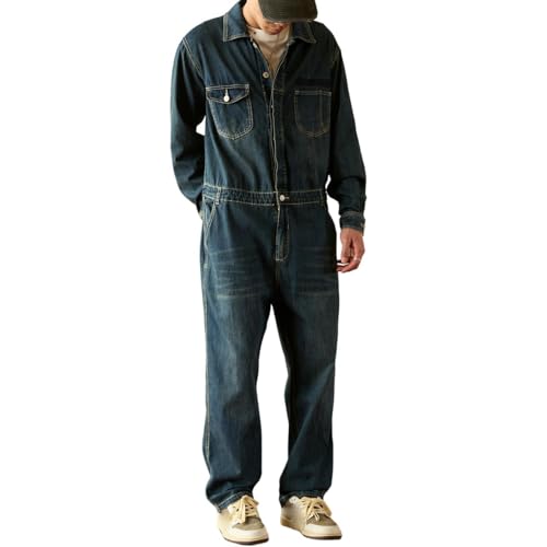 Salopette denim japonais vintage homme ample à manches longues style workwear