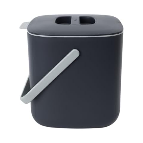 BLUE GINKGO Kitchen Compost Bin - 0.69 GAL / 2.6L Easy Clean Food Waste Bin for Kitchen | Countertop Compost Bin Kitchen Food Scrap Pail Bucket (Made in Korea) - Grey Cover