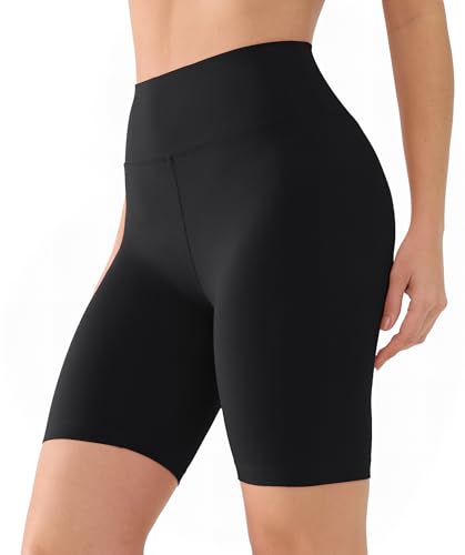 BAYDI Pantaloni da ciclismo da donna a vita alta, opachi, corti sportivi, lunghi al ginocchio, leggings estivi, Nero , L/XL