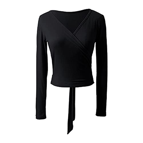 dPois Damen Ballett Jacke Wickeljacke Langarm Bolero Top Strickjacke...