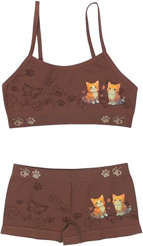 Image of ToBeInStyle Girl Pack of 6 Set Spaghetti Strap Training Bras & Boyshorts Bikinis