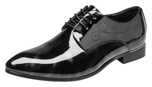 Men's Oxford Patent Leather Pointed Toe Lace Up Non-Slip Thick Heel Dress Shoes Fashion Formal Shoes Casual Shoes for Prom Business Business Work Dating