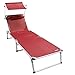 HOMECALL - Chaise longue pliable en aluminium et textilène avec pare-soleil, rouge