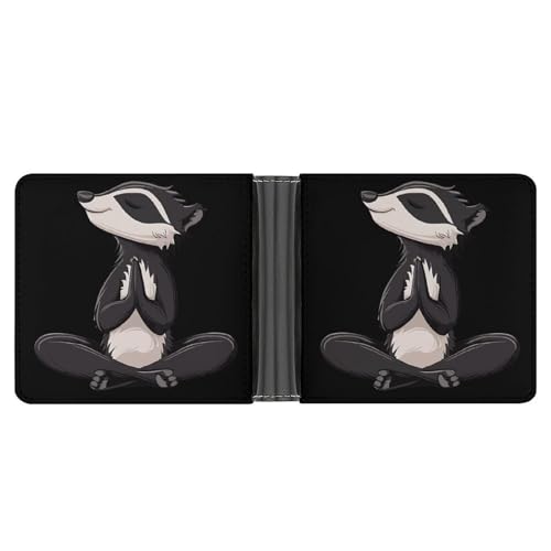 Funny Yoga Badger Funny Billfold Wallet Credit Card Holder Slim Passcase Pouch Purse for Men Women