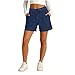 Womens Faux Denim Shorts Cotton Lightweigt Loose Stretchy Faux Jeans High Waisted Casual Summer Shorts with Pockets