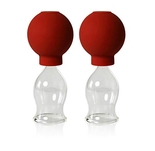 Lauschaer Glas Schröpfgläser mit Ball 2 Stück 25mm zum professionellen, medizinschen, feuerlosen Schröpfen, Schröpfglas, Schröpfgläser