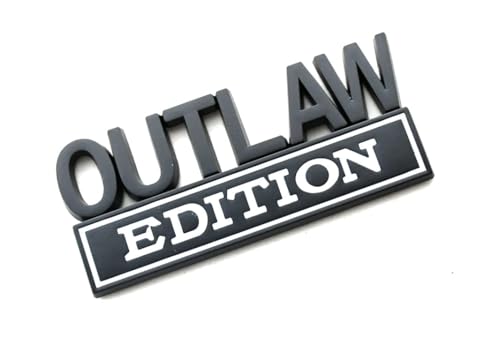 Image of 2PCS Outlaw Edition Emblems, 3D Badge Car Sticker with 3M Strong Adhesive, Fender Replacement for F150 F250 F350 Chevy Silverado 1500 2500 Chevrolet C10 C15 (White)