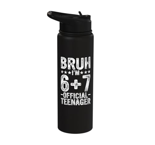 Bruh I'm 13 Year Old Official Teenager 13th Birthday 67 Meme Stainless Steel Insulated Water Bottle