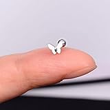 YANGM 1 Uds. Mini Pendientes de Tuerca de Acero Inoxidable Mariposa Serpiente Estrellas cartílago de hélice Tragus Labret lóbulo Oreja Piercing joyería