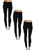 Womens Leggings Fleece Lined, Leg Warmers Black (3 Pack)