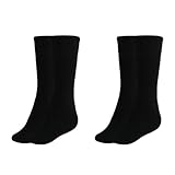MUKHAKSH (Pack of 2 Pairs = 4 Socks Girls Cotton Terry Running Sports Athletics Cricket Badminton Basketball Football Tennis Yoga Soccer Cycling Camping & Hiking Black Calf Length Socks