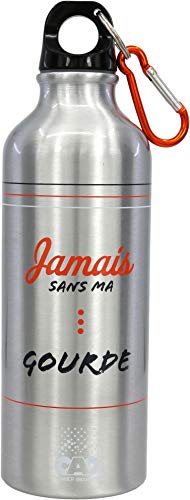 C.A.O. - Gourde Jamais sans ma... 0,50 litres en Aluminium - Couleur Grise - Hauteur 21 cm - Diamètre ø 6,6 cm