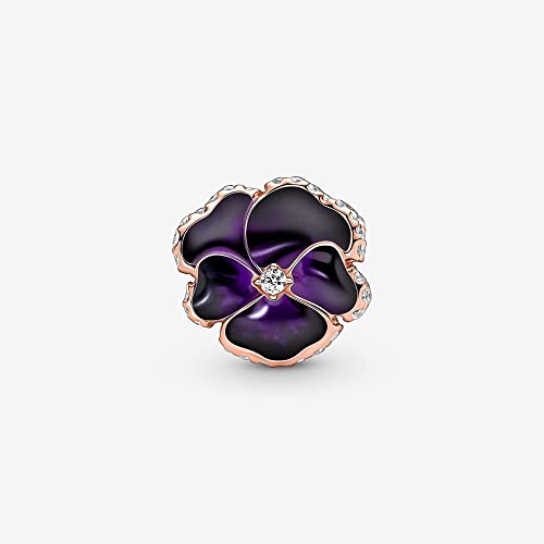 Deep Purple Pansy Flower Charm 925 Sterling Silver Pendant,Jewelry Beads Gifts for Women Bracelet&Necklace2