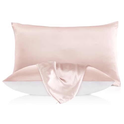 LILYSILK Natural Silk Pillowcase for Hair and Skin with Cotton Underside 1pc Standard 20x26 Inch Pale Pink