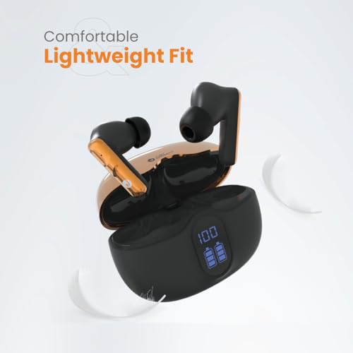 Image of JUST CORSECA Stanley Wireless Earbuds | Bluetooth 5.0 TWS Earbuds with Touch Controls | 20 Hours Playback | Sweat Resistant Earbuds | Deep Bass Stereo Sound for Music, Calls & Gaming (Black & Gold)