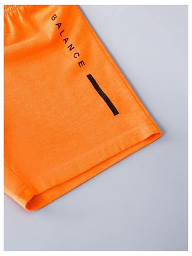 Image of RoseSeek Boy's 2 Piece Outfits Short Sleeve Crew Neck Letter Graphic Tee Shirt and Drawstring Waist Shorts Set
