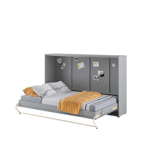 Homlando Lenart Concept Pro CP05 Lit mural, 120 x 200 cm, lit pliant horizontal, armoire avec lit pliant intégré, lit fonctionnel, gris mat