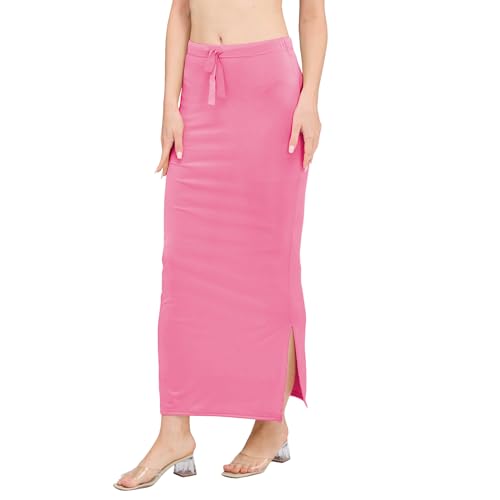 Image of DESI GIRL Satin Shimmer Stretchable Saree Shapewear Petticoat with Drawstring for Women | Mermaid fit Saree Petticoat with Side Slit for Easy Movement | Saree Shaper | Long inskirt