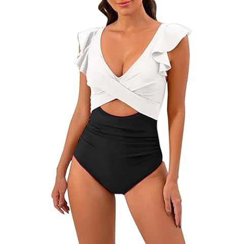SDERG Women's Tummy Control One-Piece Swimsuit Cover