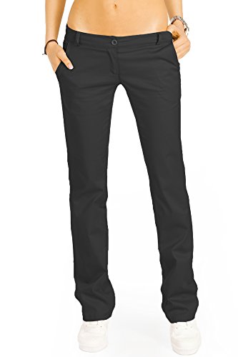 bestyledberlin Elegante Damen Chino, Schicke Regular Fit Stoffhosen, Ausgestellte Sommer Hosen j20k 38/M schwarz