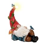 SHOU YUAN Solar Garden Outdoor Statues Sleeping Gnome with LED Lights-Lawn Decor for Patio,Balcony, Yard Ornament-Unique Housewarming Gifts, Home Decor Gifts for Women, Mom