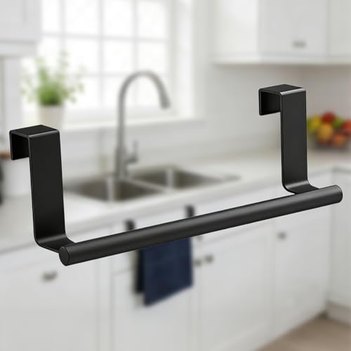 NUWIQ Towel Rail for Cupboard Door: 5-Second Damage-Free Installation - Protecting Cabinet Door Under 2cm Thick in Kitchen - 23cm Stainless Steel