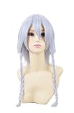 HOOLAZA Gray Short Straight Bangs With 2 Pigtails Cosplay Wig Izayoi Sakuya Koumakan Cosplay Wig