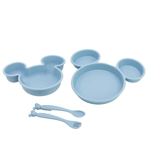 STOR Set Vaisselle Bébé Mickey Mouse Disney - Assiette Bol et Couverts en Plastique - Compatible Micro-ondes - Sans BPA - 10 Mois