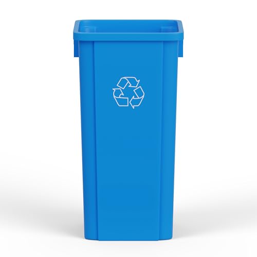 Image of 23 Gallon Blue Square Commercial Trash Garbage Can | Outdoor Office Restaurant School Kitchen