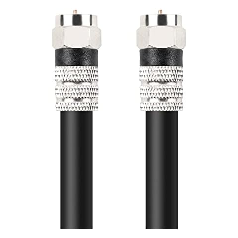 Postta Digital Coaxial Cable(20 Feet) Quad Shielded Black RG6 Cable with F-Male Connectors Cover