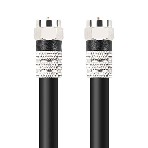 Postta Digital Coaxial Cable(6 Feet) Quad Shielded Black RG6 Cable with F-Male Connectors