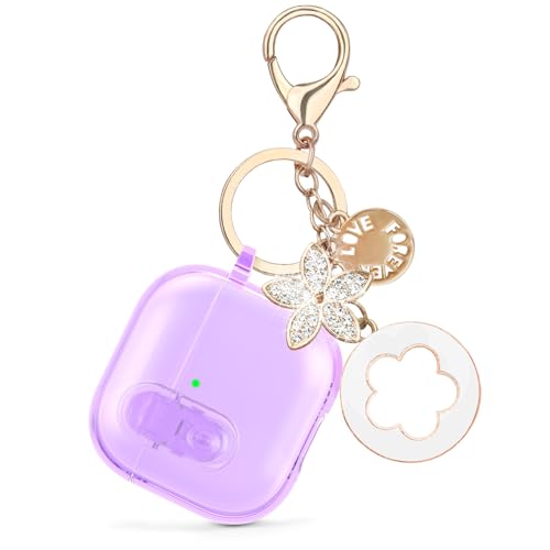 Image of (with Safety Lock) Clear Case Compatible with Cute Apple Airpods 4 Cases 2024 Women, VISOOM Soft TPU Transparency Air pods 4 Gen Case iPods 4 Earbuds Case Girl Bling Keychain for Airpod iPod 4th Gen