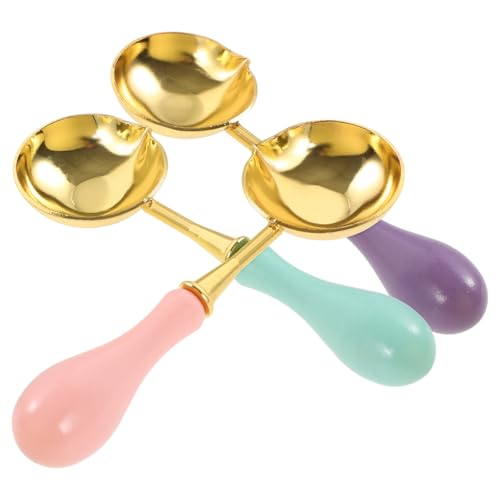 DIYEAH Lot de 3 Cuillères à Cire Rétro pour Sceller en Métal Couleurs Pastel pour Fusionner la Cire de Cachetage Accessoires D’Artisanat Créatif Utilisation Facile et Compacte pour