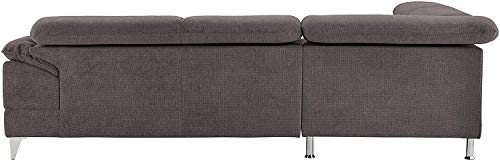 Mivano Ecksofa David / Moderne Couch in L-Form mit verstellbaren Kopfstützen und Ottomane / 256 x 71 x 208 / Mikrofaser-Bezug, Dunkelgrau – Bild 6